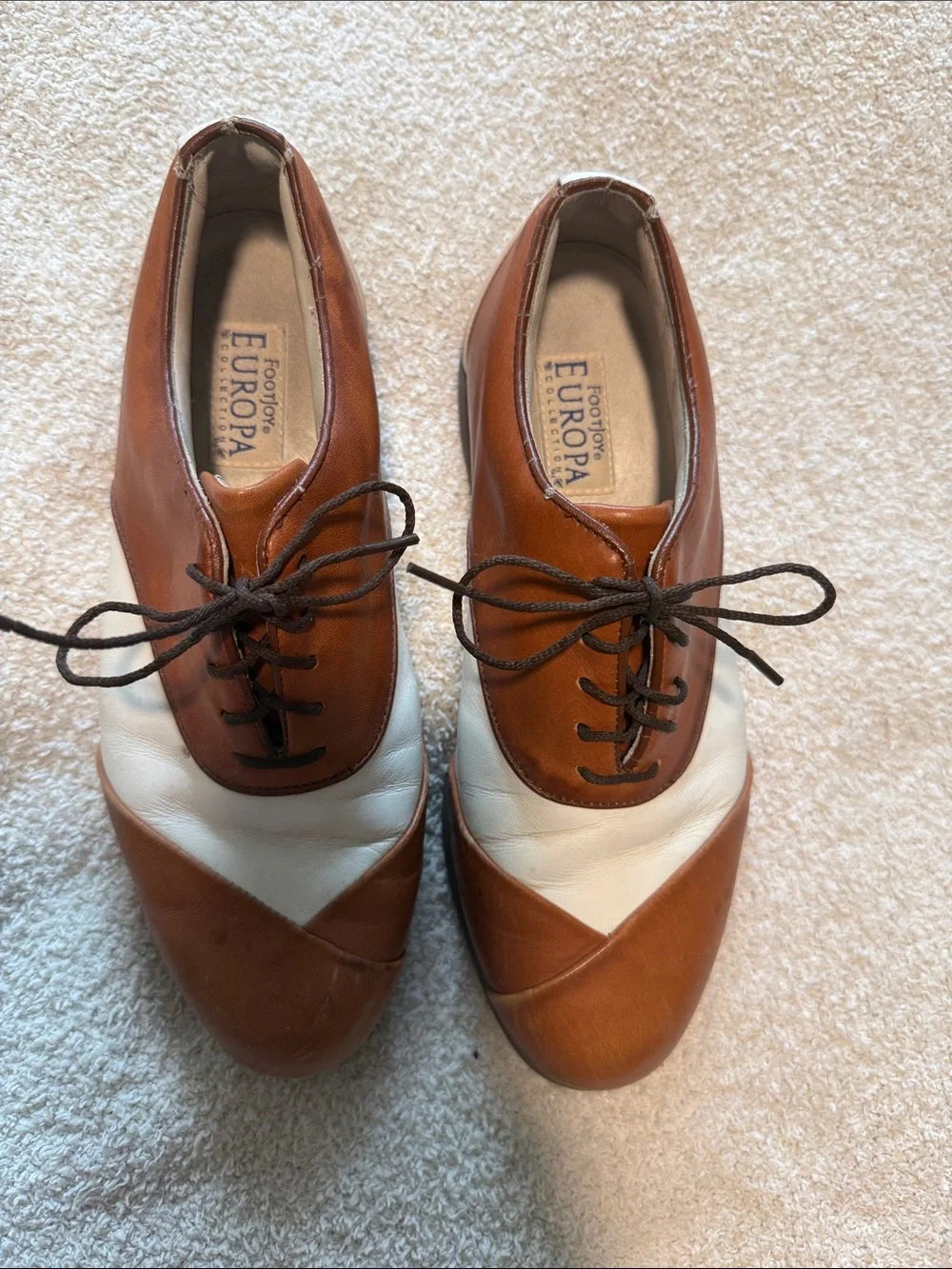 FootJoy Two-Tone Brown and White Leather Oxfords